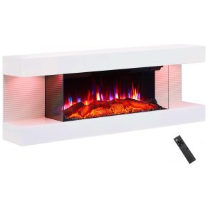 Lareira Elétrica PuraFlame Alsa 11176 cm Montagem na Parede Tudo em Um com Cores de Luz Ambiente Variadas Controle Remoto Aquecedor de 1500W