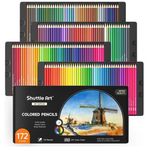 Conjunto de 172 lápis de cor Shuttle Art Cores Únicas para Livros de Colorir Adultos Desenhos de Artistas Esboços e Artesanato