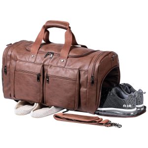Seyfonia Bolsa de Viagem Masculina Clássica de Couro SEYFOCNIA CC Marrom