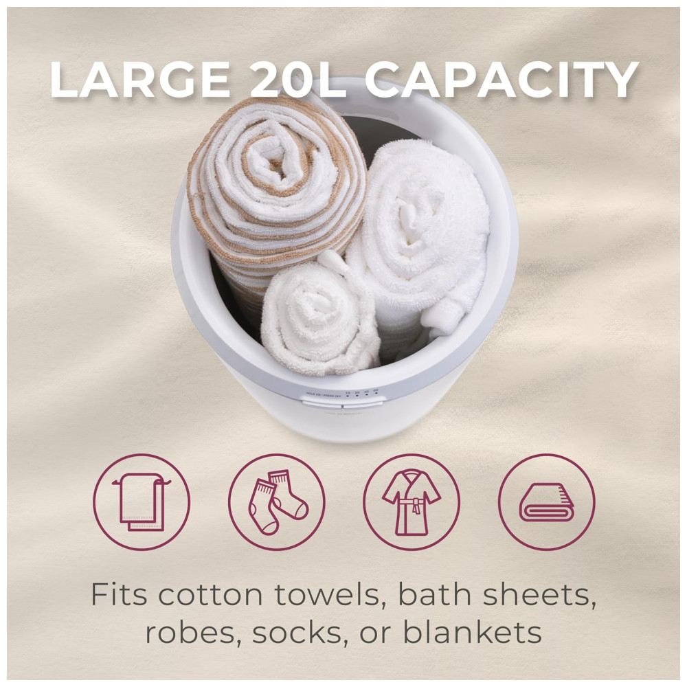 Aquecedor de Toalha Elétrico 20L com 4 Configurações de Temporizador 110V Zadro Cinza e Preto - Imagem 5