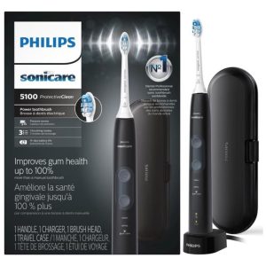 Escova Elétrica ProtectiveClean 5100 Recarregável 3 Modos 1 Cabeça PHILIPS SONICARE HX6850 60 Preto