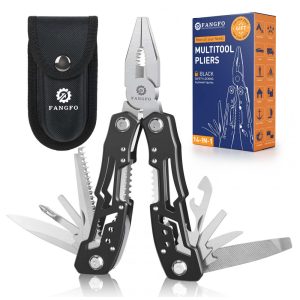 Alicate Multifuncional 14 em 1 Aço Inoxidável com Estojo de Nylon Fangfo Preto