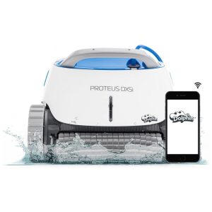 Robô Limpador de Piscina com Controle por APP Escalada em Parede e Esfrega Poderosa de Linha de Água Dolphin Proteus DX5i Branco