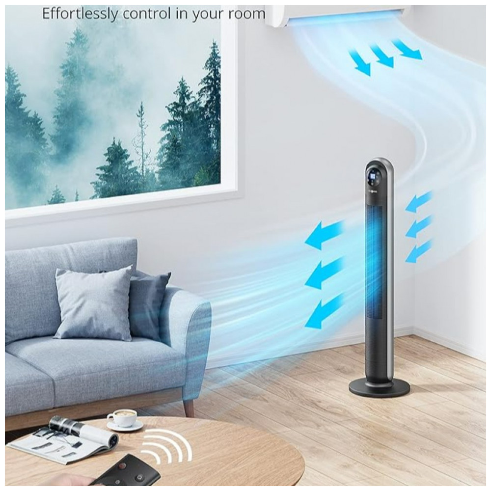 Ventilador Torre Paris Rhne Ventilador Torre Oscilante com 12 Velocidades Temporizador de 24 Horas 3 Modos Display LED Controle Remoto Operação - Imagem 4