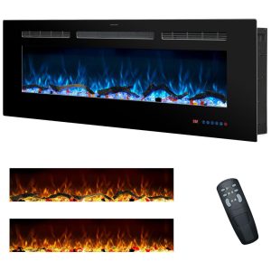 Lareira Elétrica 12192 Centímetros Embutida na Parede Controle Remoto 13 Cores de Chamas Timer 9 HorasRodalflame.