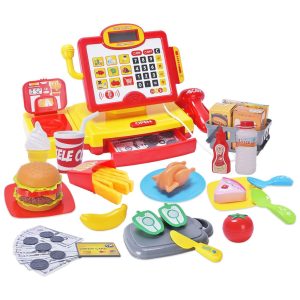 Caixa Registradora FS com Leitor de Código Calculadora e Microfone para Crianças 3-8 Anos