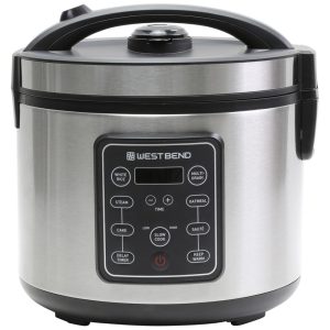 Panela Elétrica Multifuncional West Bend 9 em 1 para Arroz e Grãos Timer de Atraso Função Manter Quente Cesto de Vapor - Capacidade de 20 xícaras