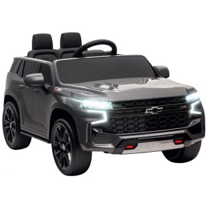 Carro Elétrico Infantil Aosom Licensed Chevrolet Tahoe Bateria 12V 7AH Controle Remoto para Pais Luzes LED Música Suspensão 3 Velocidades Cinza