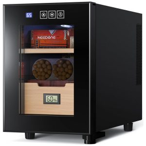 Umidor Elétrico para Charutos 100 Unidades com Prateleiras Higrômetro e Luz Led 110 Volts NEEDONE Preto