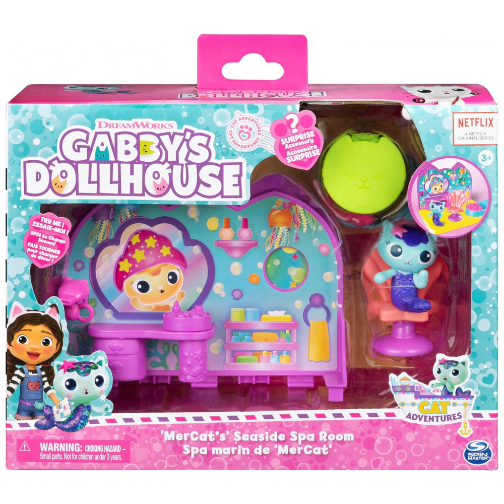 Playset Gabby's Dollhouse MerCats Spa Room com Figura de Brinquedo MerCat, Surpresas e Móveis para Casa de Bonecas, Brinquedo para Meninas e Meninos - Imagem 2