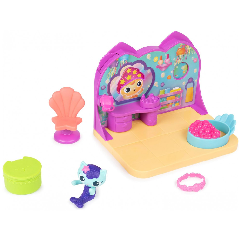 Playset Gabby's Dollhouse MerCats Spa Room com Figura de Brinquedo MerCat, Surpresas e Móveis para Casa de Bonecas, Brinquedo para Meninas e Meninos - Imagem 5