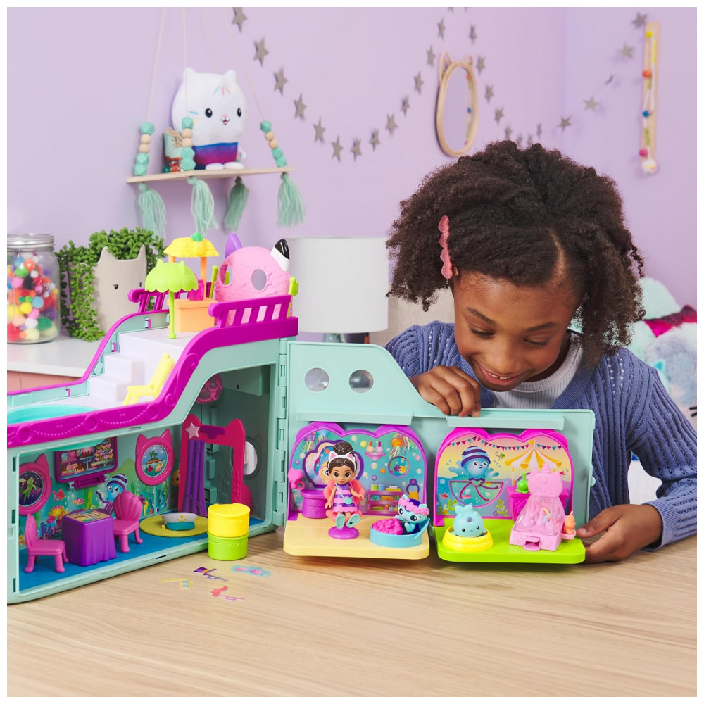 Playset Gabby's Dollhouse MerCats Spa Room com Figura de Brinquedo MerCat, Surpresas e Móveis para Casa de Bonecas, Brinquedo para Meninas e Meninos - Imagem 7