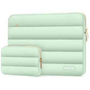 Capa Macia MOSISO para Notebook 13–133″ com Bolsa Adicional – Compatível com MacBook Air 13/136 MacBook Pro 13/14 HP Dell ASUS Lenovo – Cor Verde Menta