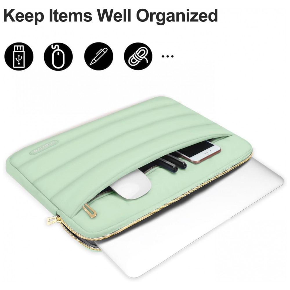 Capa Macia MOSISO para Notebook 13–13,3″ com Bolsa Adicional – Compatível com MacBook Air 13/13,6, MacBook Pro 13/14, HP, Dell, ASUS, Lenovo – Cor Verde Menta - Imagem 2