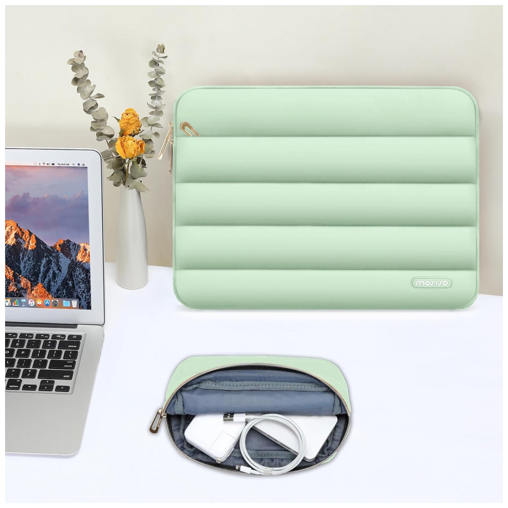 Capa Macia MOSISO para Notebook 13–13,3″ com Bolsa Adicional – Compatível com MacBook Air 13/13,6, MacBook Pro 13/14, HP, Dell, ASUS, Lenovo – Cor Verde Menta - Imagem 5