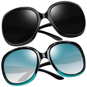 Óculos de Sol Feminino Polarizados com Proteção UV Joopin D06 2 Unidades Preto e Verde Degradê