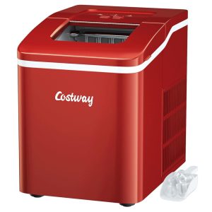 COSTWAY Máquina de Gelo Automática Portátil até 11 kg de Gelo em 24h 110V Vermelha