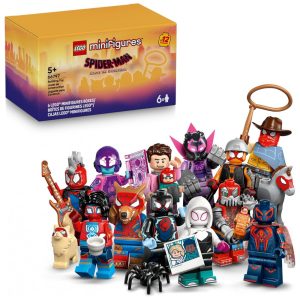 LEGO Minifigures 66797 – Spider-Man: Across the Spider-Verse – Pacote com 6 Figuras Surpresa – Aventura Multiversal para Crianças a Partir de 5 Anos