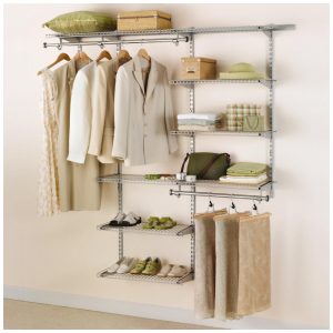 Kit Closet Aramado com Prateleiras Expansíveis e Hastes Telescópicas Personalizável Rubbermaid