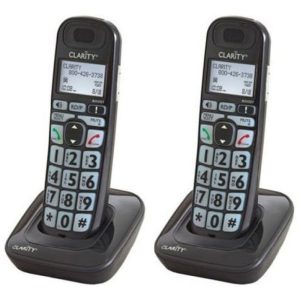 D703HS Telefone sem Fio Expansível para Sênior Compatível com Aparelho Auditivo 2 Und CLARITY E814HS 2 Pack Preto