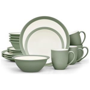 Jogo de Jantar Noritake Colorwave Green Curve 16 Peças Verde Cerâmica Acabamento Semi-Fosco Brilhante Para 4 Pessoas