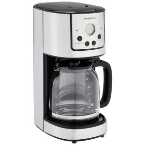 Cafeteira Elétrica Digital com Filtro Reutilizável Aço Inoxidável 110V 800W Amz Prata