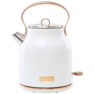 Chaleira Elétrica HADEN Heritage Marfim e Cobre 17L 1500W Inox Filtro Removível Base 360° Auto Desligamento Proteção Antissecagem 110V