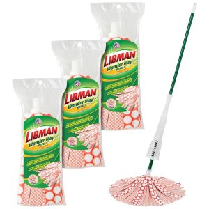 Kit Mop Esfregão para Limpeza Pesa com 3 Refis Extras Laváveis Libman