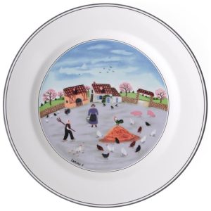 Prato de Jantar para Todas as Ocasiões com Tema Country Yard Formato Redondo e Material de Porcelana Premium Villeroy Boch Branco Colorido