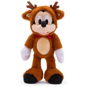 Pelúcia Oficial do Mickey Mouse Rena de Natal da Disney Store - 38 cm - Brinquedo de Natal em Traje de Rena com Gravata de La Brilhante