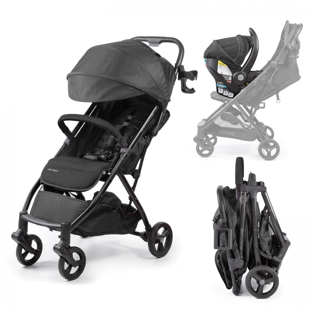 Carrinho Compacto Dobrável Ingenuity 3Dquickclose CS+ Summer Infant Preto Leve com Capota Extra Grande e Armazenamento Amplo