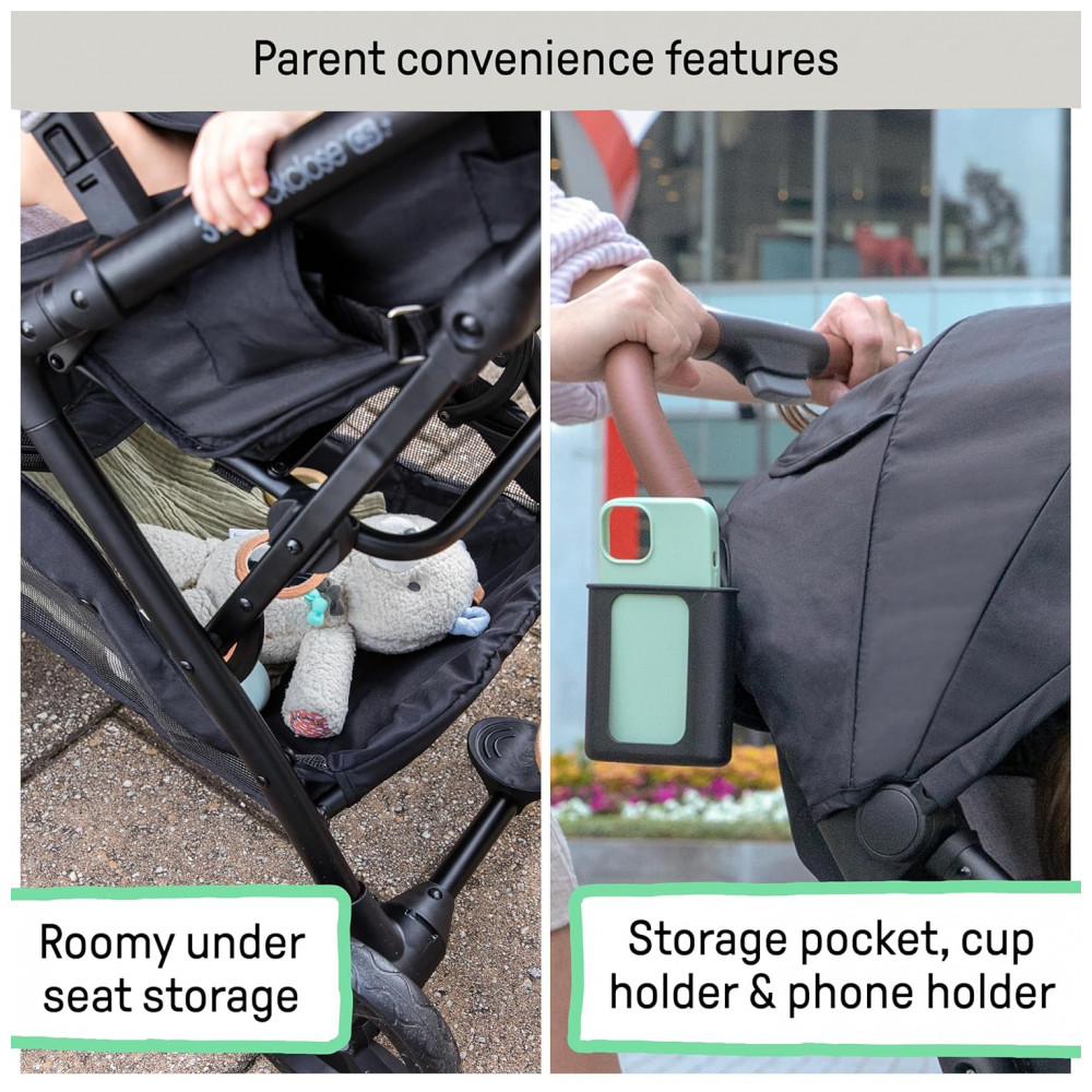 Carrinho Compacto Dobrável Ingenuity 3Dquickclose CS+ Summer Infant Preto Leve com Capota Extra Grande e Armazenamento Amplo - Imagem 3