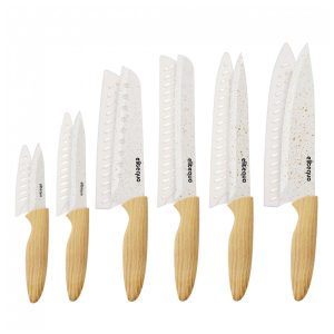 Conjunto de Facas de Cozinha elitequo 6 Peças Aço Inoxidável com Bainhas Protetoras e Cabo Ergonômico