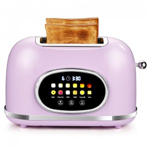 Torradeira 2 Fatias Roter Mond Rosa Lilás Display Touch 6 Tipos de Pão 9 Níveis Funções Bagel Reaquecer e Descongelar 1400W 110V