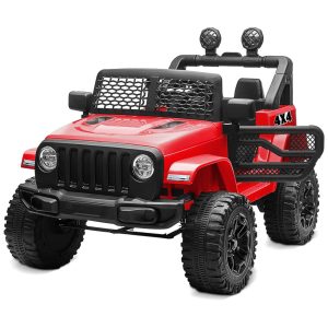 Carro Elétrico Infantil a Bateria 12V com 2 Assentos Luzes LED MP3 e Controle Remoto Kidzone Vermelho