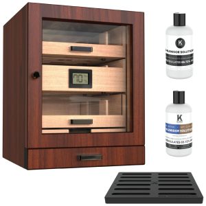 Umidor CASE ELEGANCE Luca Caixa de Charutos Luxuosa com Cedro Espanhol Display em Vidro Sistema de Umidificação Fácil e Higrômetro Digital.