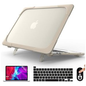 Capa Rígida Mektron para MacBook Pro 16" – Modelos A2141 com Suporte Dobrável Integrado Tampa de Teclado e Película de Tela – Cáqui