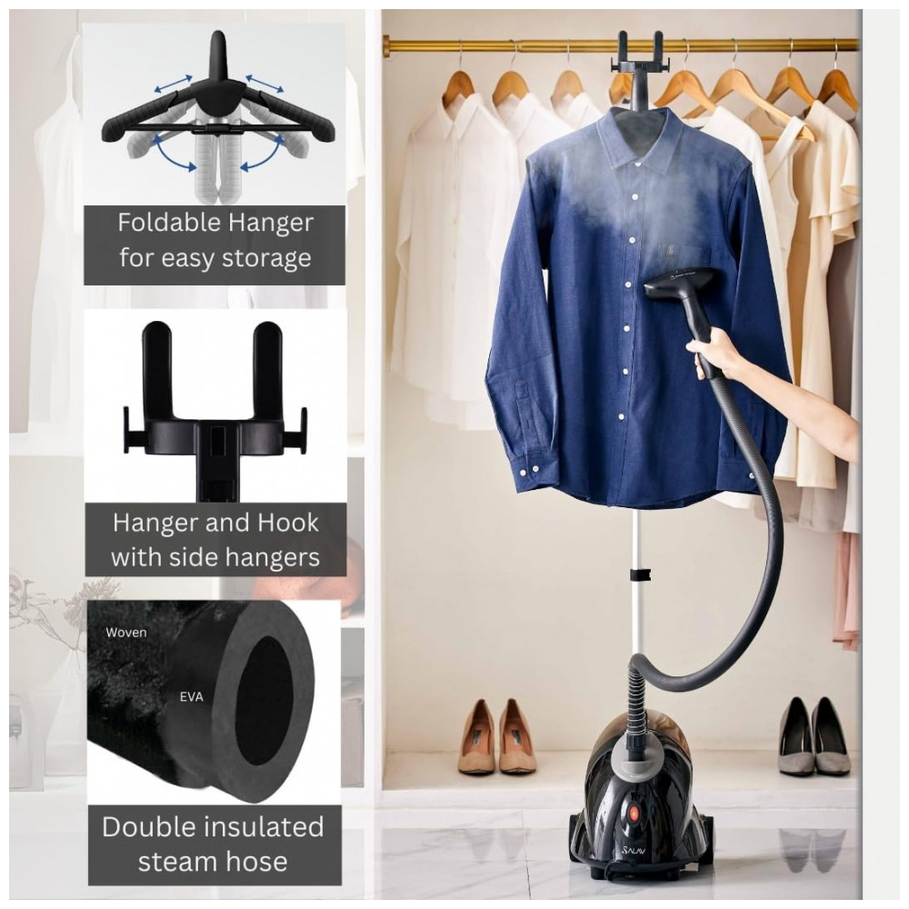 SALAV GS18DJ Steamer de Roupas com Reservatório de 1,8L e Rodas para Movimentação Fácil - 1500 watts Preto - Imagem 5