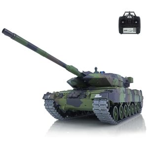 Tanque Militar Leopard2A6 de Controle Remoto em Metal com Torre Rotativa Infravermelho para Adultos Wheelfun