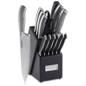 Conjunto de Facas em Aço Inoxidável com Bloco de Bancada 15 Peças CUISINART C77SS 15P Preto