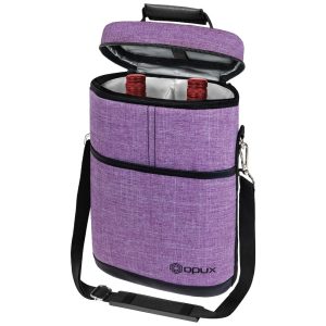 Bolsa Térmica para 2 Garrafas de Vinho OPUX Cooler Isolado à Prova de Vazamentos Ideal para Viagens Piqueniques e Presente de Natal Roxa