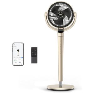 Ventilador de Pedestal com Omnidirecionais Silenciosos de 150°+120° Alcance de 30 Metros 9 Velocidades 6 Modos e Temporizador de 12H 110V Dreo Dourado