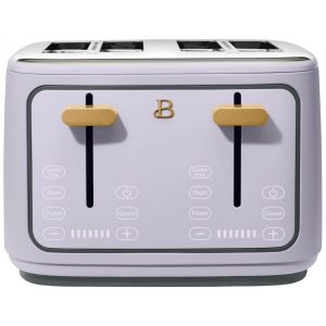 Torradeira elétrica Beautiful 4 fatias lavanda com display digital touch ranhuras largas autoajustáveis controle de tostagem 1800W 110V