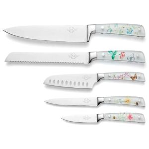 Conjunto de Facas Variadas e Bloco de Madeira Mais Charme e Elegância para Sua Mesa com 6 Peças e Material de Carbono Lenox 894804 Branco