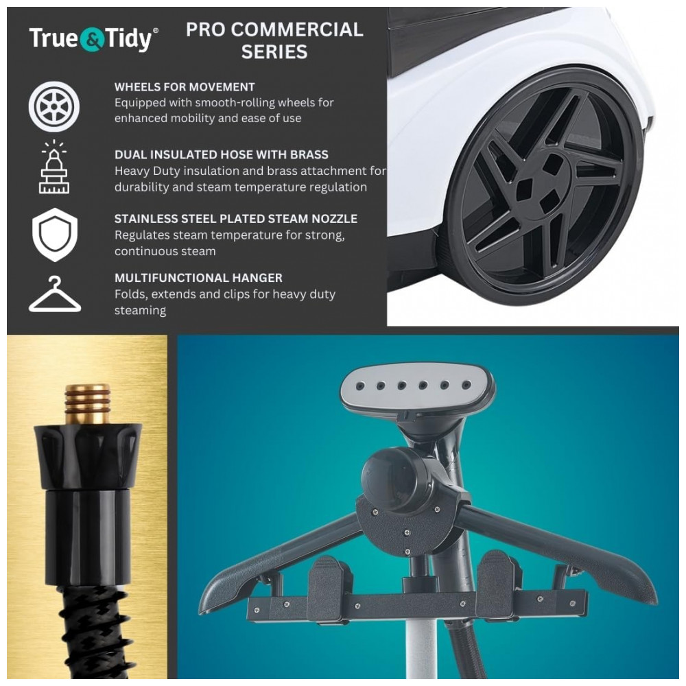 True Tidy Passadeira,Steamer e Vaporizador Vertical para Roupas Comerciais de Tamanho Completo, - Imagem 2