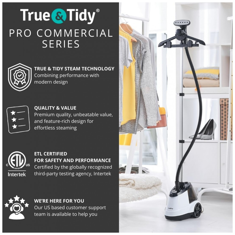True Tidy Passadeira,Steamer e Vaporizador Vertical para Roupas Comerciais de Tamanho Completo, - Imagem 8