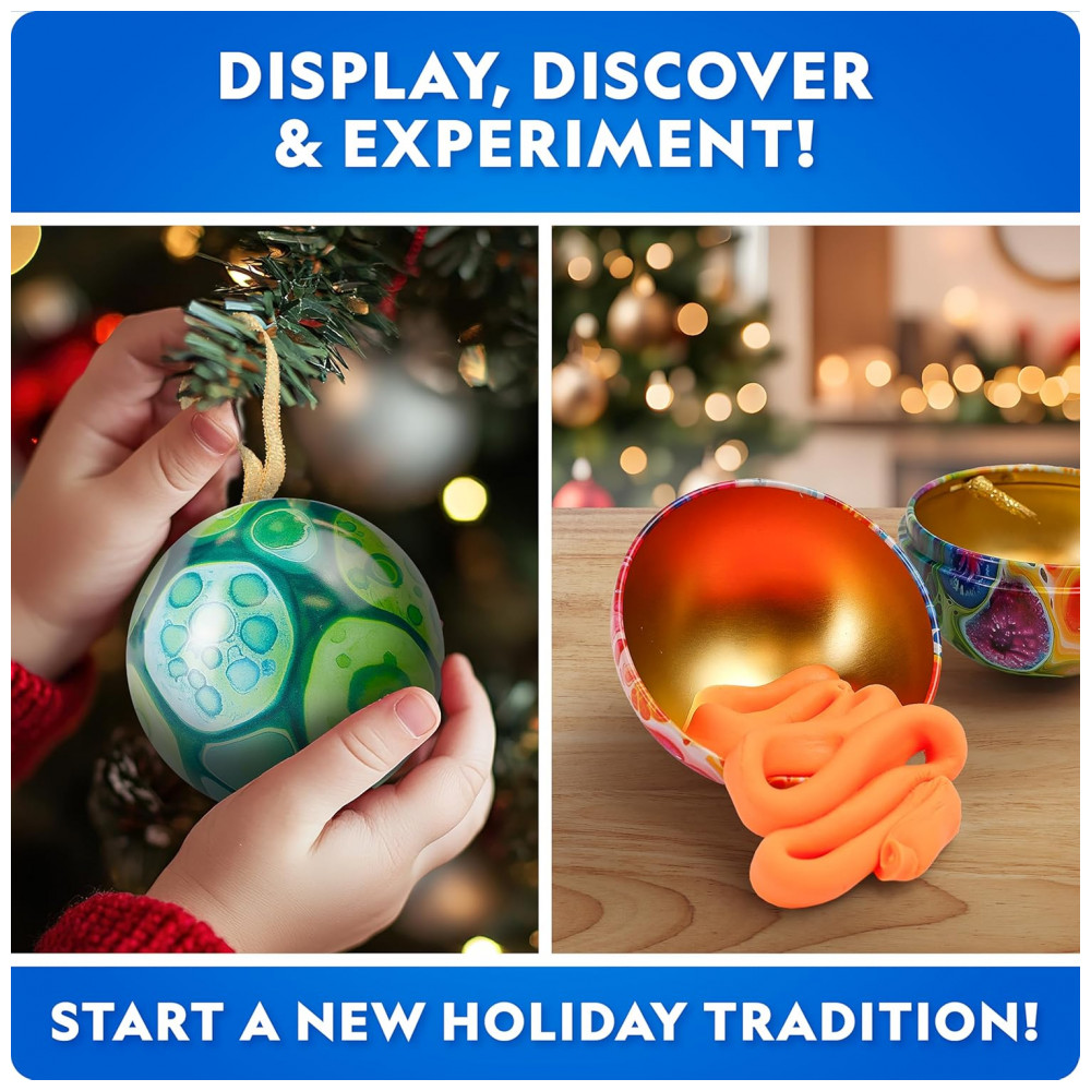 Kit de Enfeites de Natal Blue Marble Science Surpresa para Crianças - 4 Ornamentos com Experimentos Científicos e Atividades Divertidas - Imagem 2