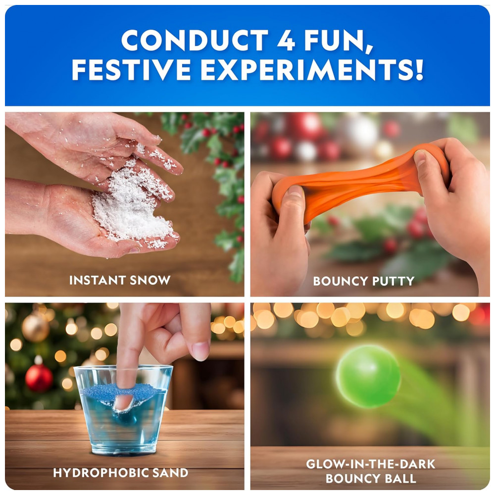 Kit de Enfeites de Natal Blue Marble Science Surpresa para Crianças - 4 Ornamentos com Experimentos Científicos e Atividades Divertidas - Imagem 3