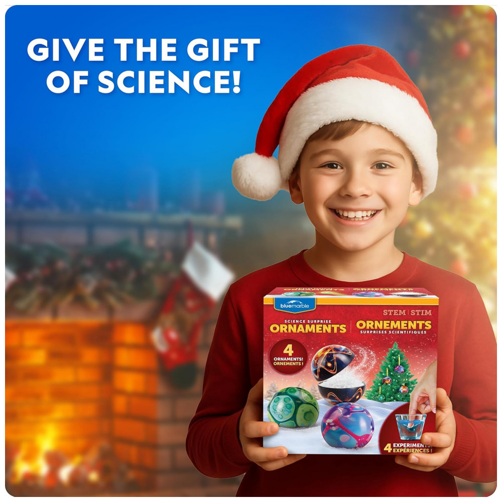 Kit de Enfeites de Natal Blue Marble Science Surpresa para Crianças - 4 Ornamentos com Experimentos Científicos e Atividades Divertidas - Imagem 4