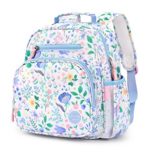 Mochila infantil floral azul mibasies 7L para meninas 2 a 4 anos 30 cm